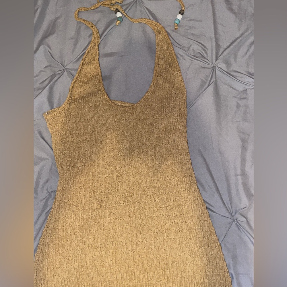 SHEIN Tan Textured Knit Dress